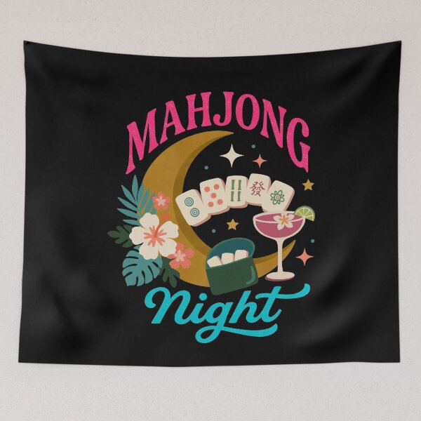 Item preview, Mahjong Night Tropical Tiles Cocktails and Social Club designed and sold by FreshVibe Prints.