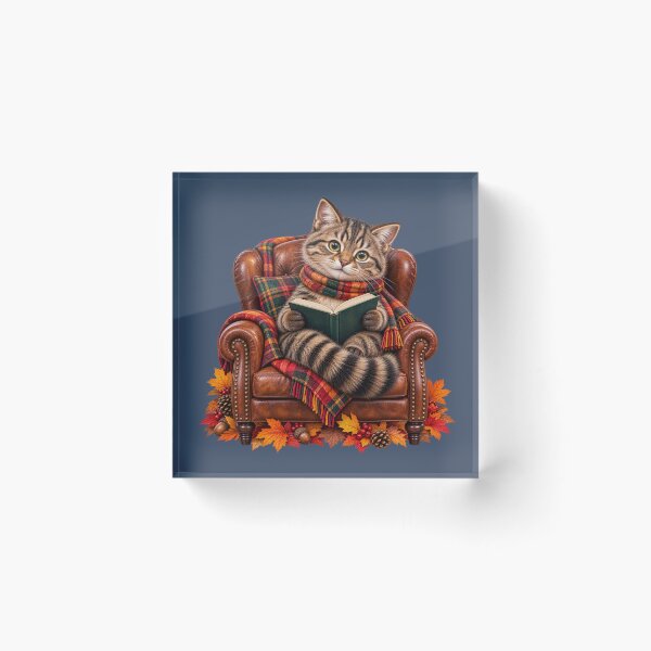 Item preview, Cute Scottish Wildcat Reading a Book in a Cosy Autumn Armchair designed and sold by MaedK.