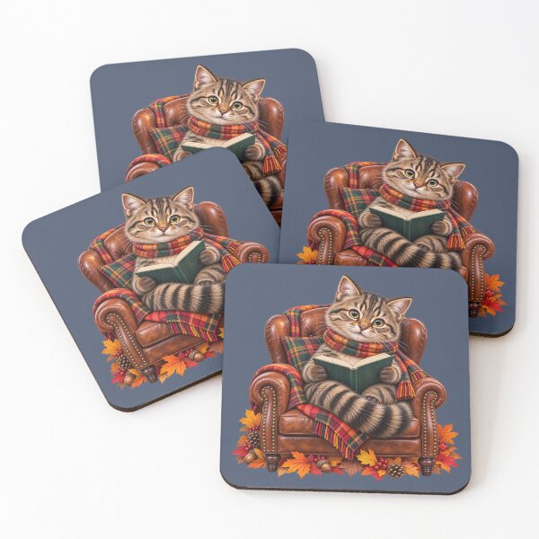 Item preview, Cute Scottish Wildcat Reading a Book in a Cosy Autumn Armchair designed and sold by MaedK.