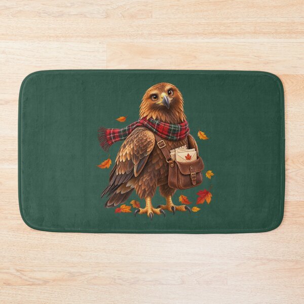 Item preview, Cute Scottish Golden Eagle Autumn Postie with Tartan Satchel designed and sold by MaedK.
