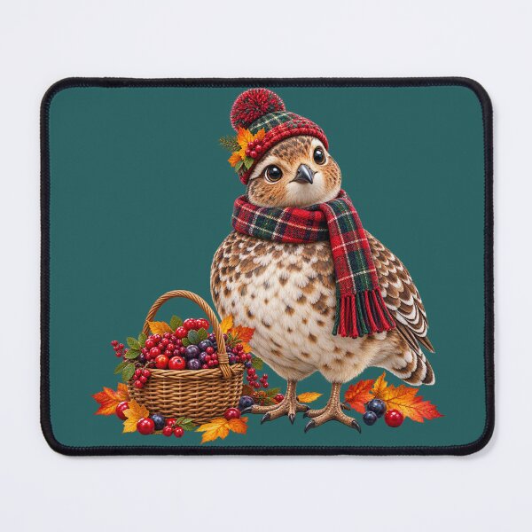 Item preview, Cute Scottish Ptarmigan Berry Picking in Autumn designed and sold by MaedK.