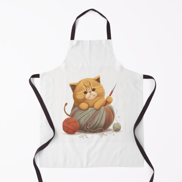Item preview, Orange Tabby Kitten with Yarn – Cozy Knitting Cat Art designed and sold by Apex Designs.