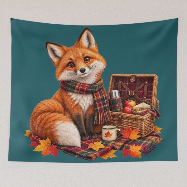 Item preview, Cute Scottish Red Fox Enjoying a Cosy Autumn Picnic designed and sold by MaedK.