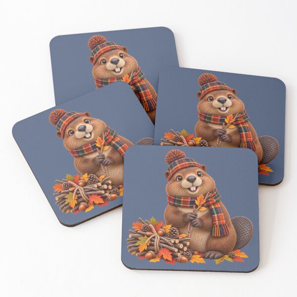 Item preview, Cute Beaver Gathering Wood for a Cosy Scottish Autumn designed and sold by MaedK.