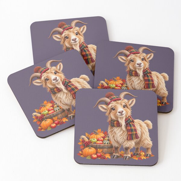 Item preview, Cute Scottish Highland Goat with Autumn Harvest Basket designed and sold by MaedK.