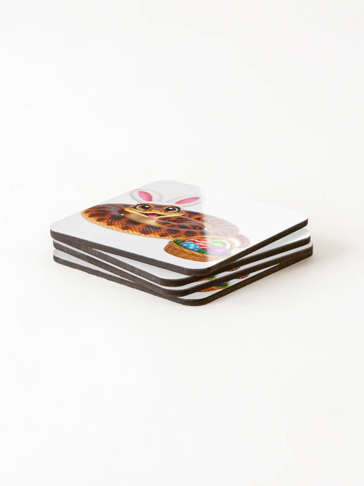 Thumbnail 4 of 5, Coasters (Set of 4), Colourful Calabar Python Easter designed and sold by Sillytoe.
