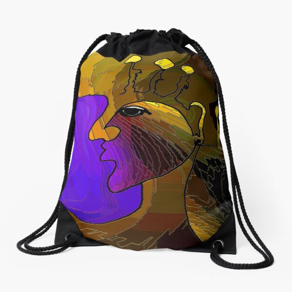 Purple Bag lady Drawstring Bag