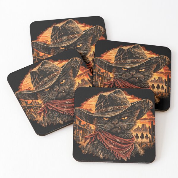 Item preview, Black Cat Bandit – Vintage Cowboy Cat Wild West Design designed and sold by GrimCuteStudio.