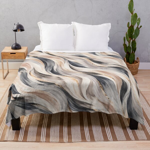 Artikelvorschau, Neutral Watercolor Waves – Beige Gray & Charcoal Abstract Pattern entworfen und verkauft von HO•Designs.