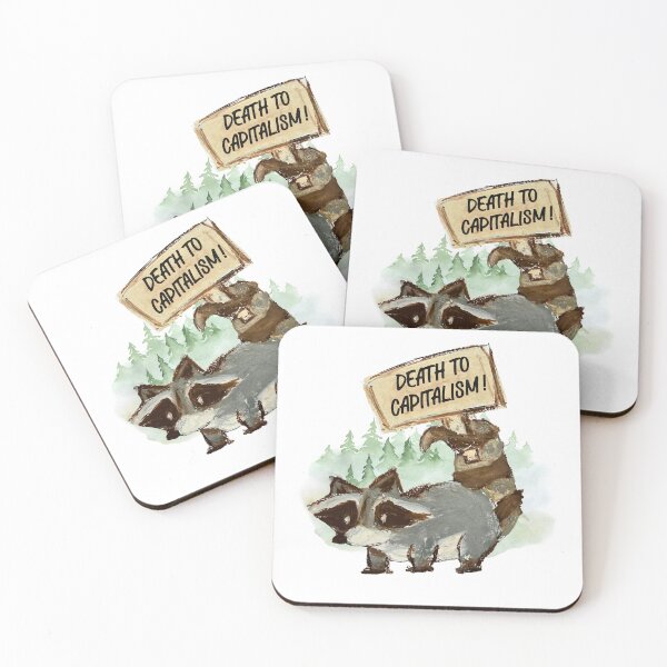 Item preview, death to capitalism (raccoon version) designed and sold by trewimas.