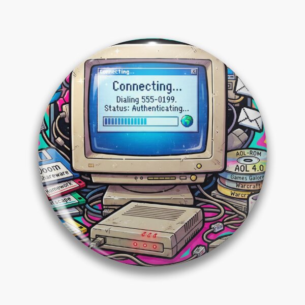 Artikelvorschau, Überlebter Retro-Computer mit Einwahlverbindung – Kunst aus den 90ern entworfen und verkauft von Pollock.
