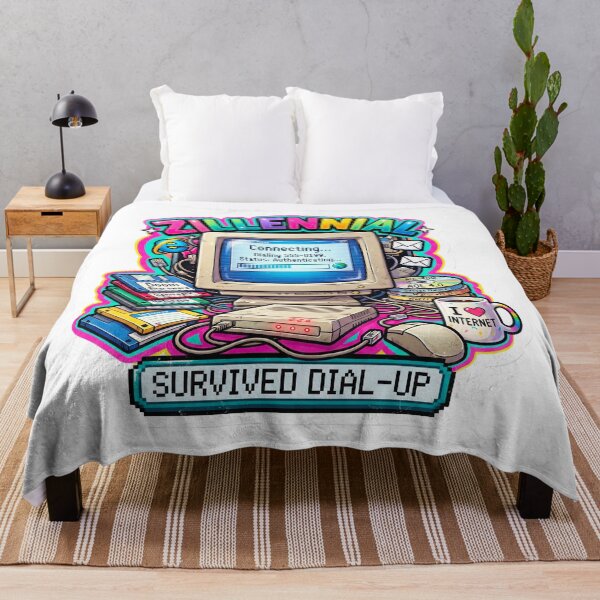 Item preview, Survived Dial-Up Retro Computer - 90s Nostalgia Art designed and sold by Pollock.