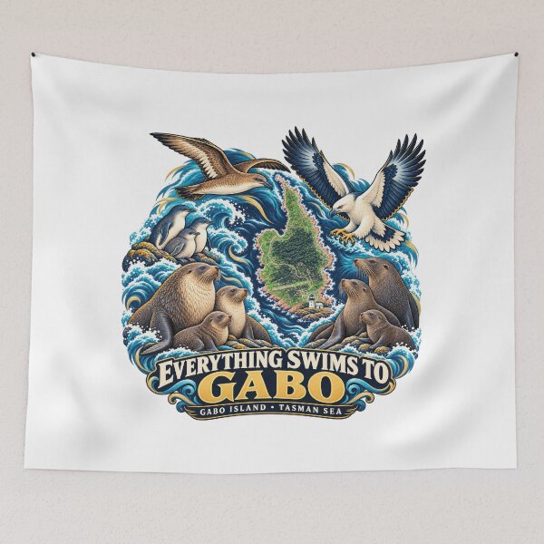 Item preview, Everything Swims to Gabo Island designed and sold by Colin Dixon.