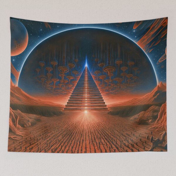 Item preview, Cosmic Dome City Alien Pyramid Sci-Fi Art designed and sold by Lunat1kk.