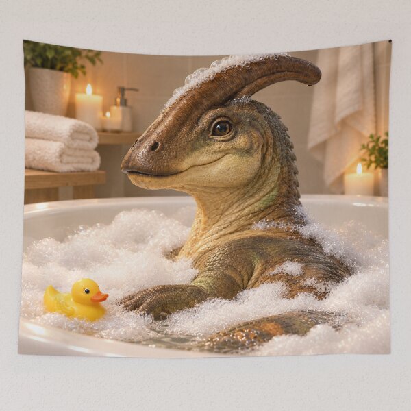 Item preview, Curious Parasaurolophus Bubble Bath designed and sold by Sillytoe.