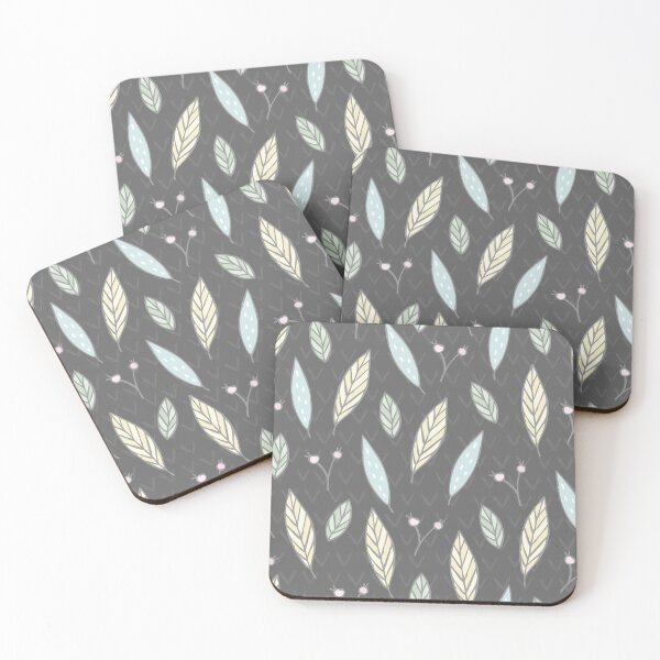 Item preview, Pastel Leaves Berries Charcoal Pattern designed and sold by SmyrnaArtGalery.