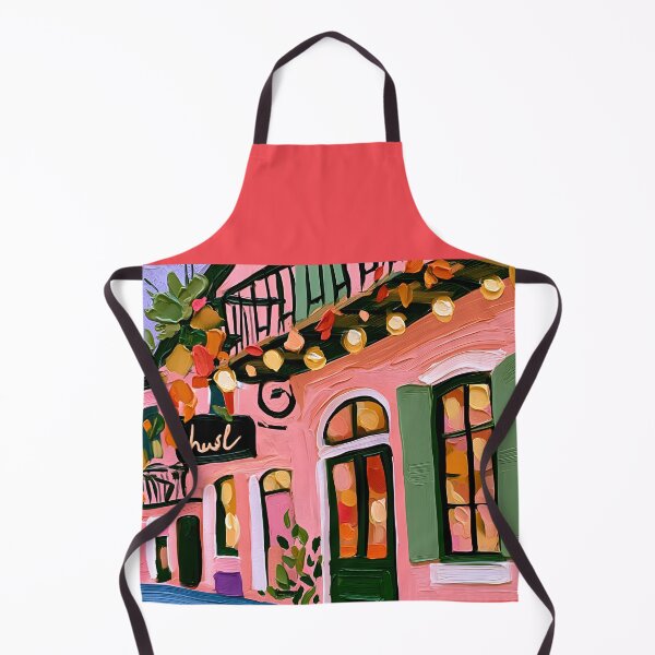 Item preview, Charming Cafe with String Lights Green Shutters and Colorful Autumn Street Details designed and sold by OlfactoART Studio.
