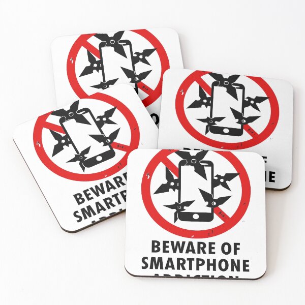 Aperçu de l'œuvre Attention à la dépendance aux smartphones ! Panneau d’avertissement ninja créée et vendue par kaipapershop.
