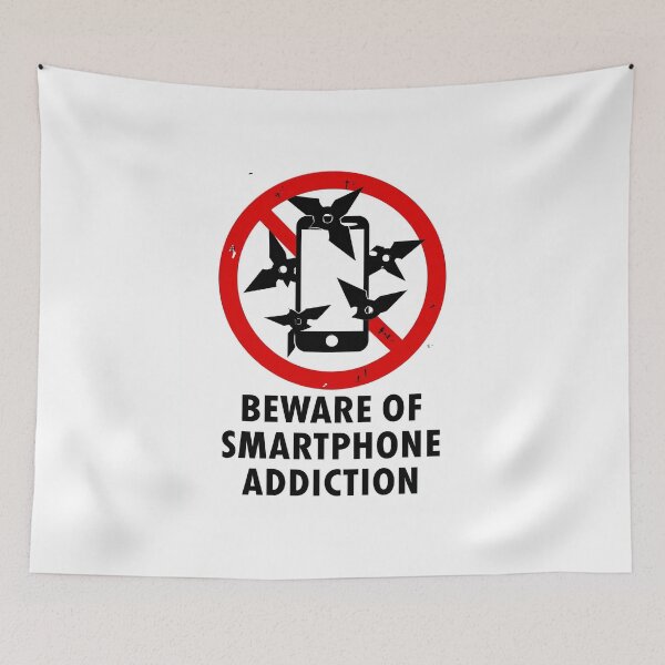Item preview, Beware of Smartphone Addiction Ninja Warning Sign designed and sold by kaipapershop.
