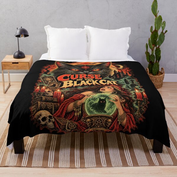 Aperçu de l'œuvre Curse of the Black Cat – Vintage Occult Halloween Horror Design créée et vendue par GrimCuteStudio.