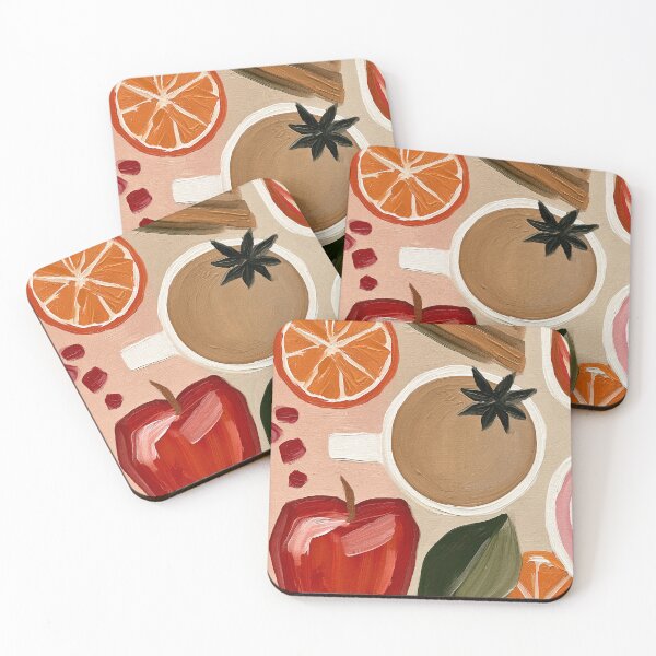 Item preview, Acogedor café otoñal con naranjas y manzanas en una vibrante naturaleza muerta de cálidos colores de temporada. designed and sold by OlfactoART Studio.