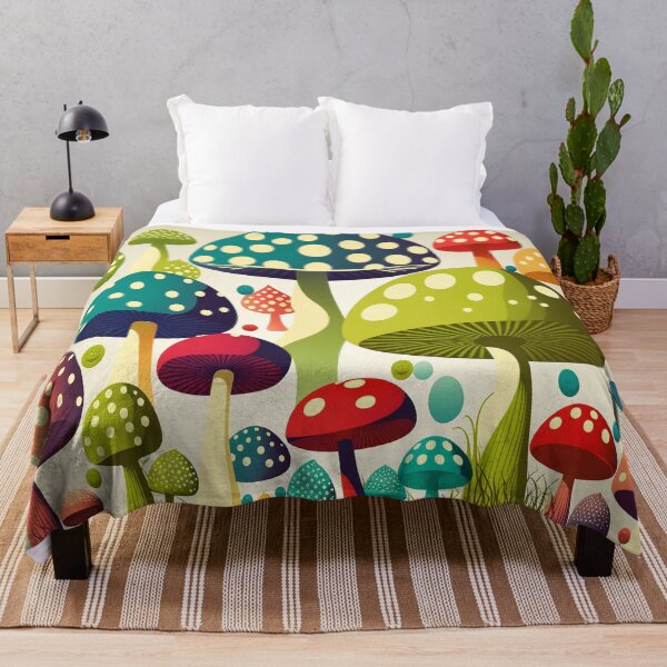 Artikelvorschau, Bunte Retro-Pilze mit Polka-Dots im Cottagecore-Stil entworfen und verkauft von Apex Designs.
