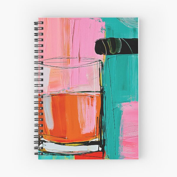 Artikelvorschau, Lebendiges Stillleben mit Whisky und Zigarren in kräftigen abstrakten Farben mit dynamischem Pinselstrichausdruck entworfen und verkauft von OlfactoART Studio.