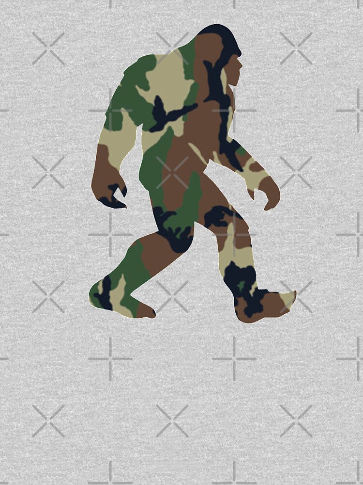 Army Camo Sasquatch T-Shirt Bigfoot T Shirt Camouflage Tshirt Nature Shirt  Forest Conspiracy Tee Big Foot Apparel Wilderness Clothing