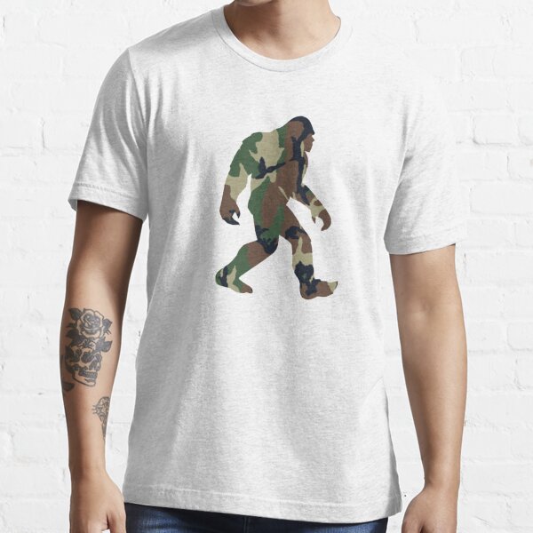 Army Camo Sasquatch T-Shirt Bigfoot T Shirt Camouflage Tshirt Nature Shirt  Forest Conspiracy Tee Big Foot Apparel Wilderness Clothing