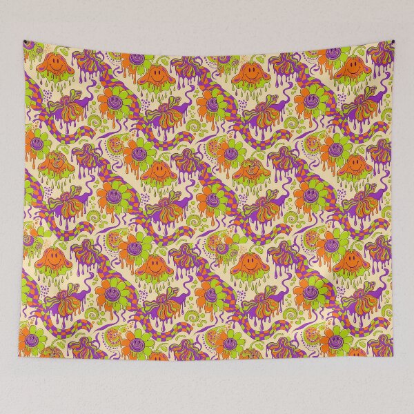 Item preview, Acid Garden — 70s Psychedelic Floral Pattern | Hashola Designs designed and sold by Hashola Designs.
