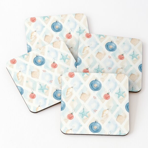 Item preview, Christmas Ornament & Seashell Pattern – Coastal Beach Holiday Design designed and sold by Sea Gem.