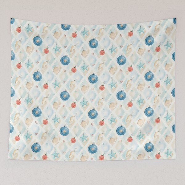 Item preview, Christmas Ornament & Seashell Pattern – Coastal Beach Holiday Design designed and sold by Sea Gem.