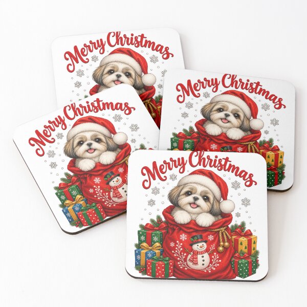 Item preview, Merry Christmas Shih Tzu Puppy Gift Sack Christmas Dog designed and sold by DijaMar.