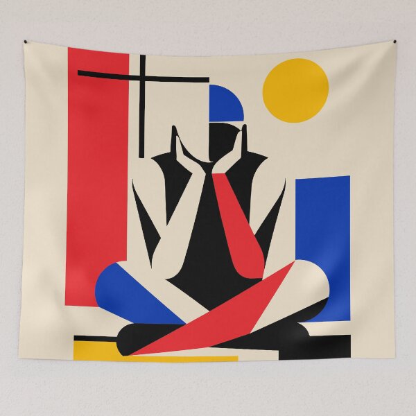 Item preview, Stillness — Bauhaus Meditative Figure in Geometric Calm designed and sold by RamyGallery.