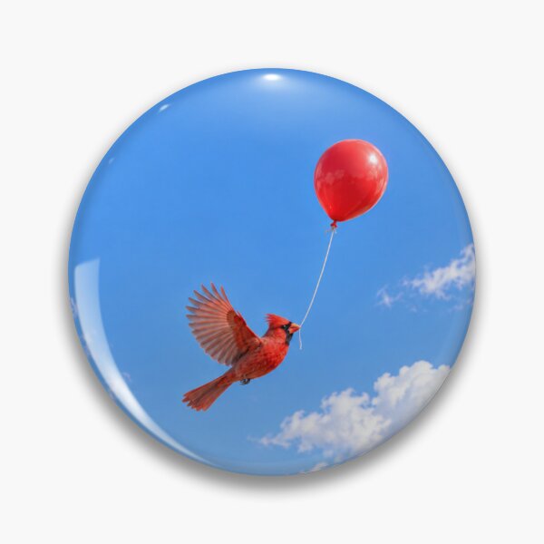 Artikelvorschau, Roter Vogel mit rotem Ballon am Himmel, Kunst des Rotkardinals entworfen und verkauft von DrewRomeoCo.