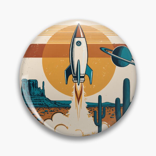 Item preview, Retro Rocket Launch Desert Sunset Vintage Space Age designed and sold by Stupid Shirts.