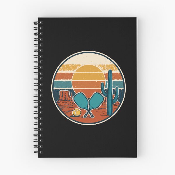 Artikelvorschau, Pickleball Desert Sunset Retro Cactus Badge entworfen und verkauft von Stupid Shirts.
