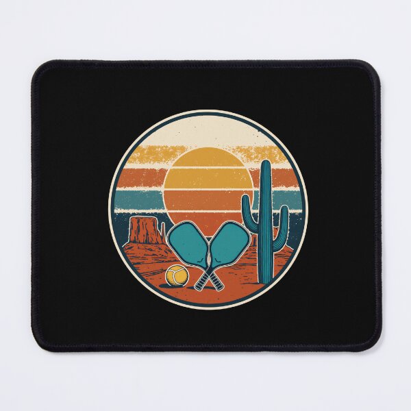 Item preview, Pickleball Desert Sunset Retro Cactus Badge designed and sold by Stupid Shirts.