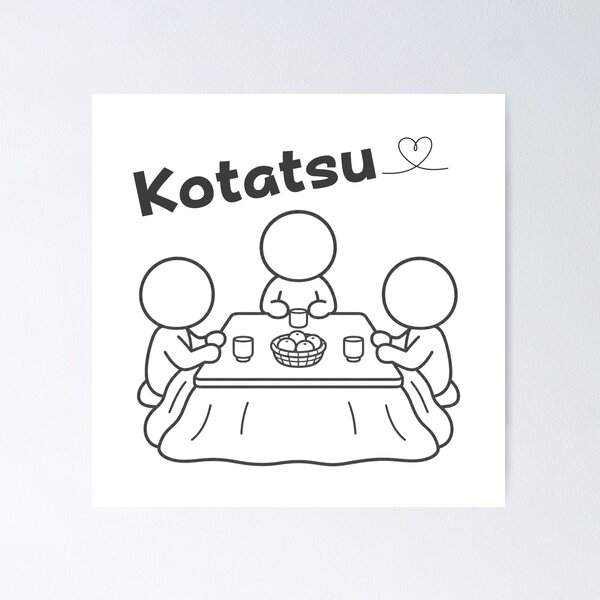 Item preview, Japanese Kotatsu Cozy Winter Family Gathering - Minimal Line Art Pictogram designed and sold by japan-picto.