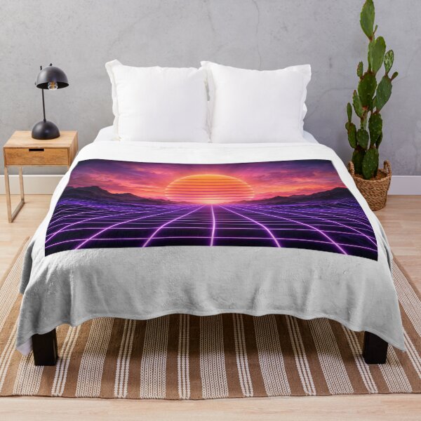 Aperçu de l'œuvre Coucher de soleil rétro synthwave créée et vendue par PixelsandPrint.
