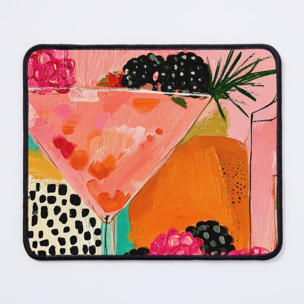 Item preview, Colorful Fruit Cocktail Glass Surrounded by Berries and Leaves in a Vibrant Abstract Composition designed and sold by OlfactoART Studio.