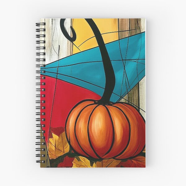 Item preview, Vibrant Red Chair and Pumpkin in a Bold Geometric Autumn Composition with Warm Fall Colors designed and sold by OlfactoART Studio.