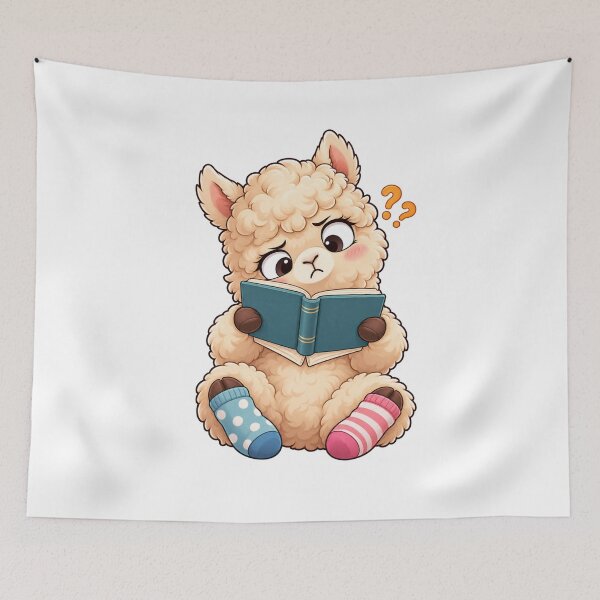 Item preview, Confused Alpaca Reading Upside Down Book Funny Chibi Animal Gift designed and sold by Oddly Tiny Zoo.