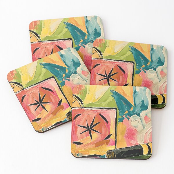 Item preview, Colorful Cocktail and Cigar with Citrus Garnish and Swirling Smoke in a Vibrant Abstract Design designed and sold by OlfactoART Studio.