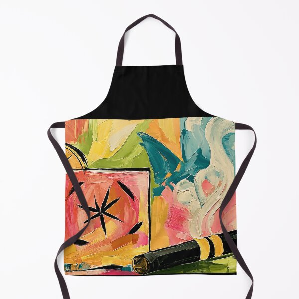 Item preview, Colorful Cocktail and Cigar with Citrus Garnish and Swirling Smoke in a Vibrant Abstract Design designed and sold by OlfactoART Studio.