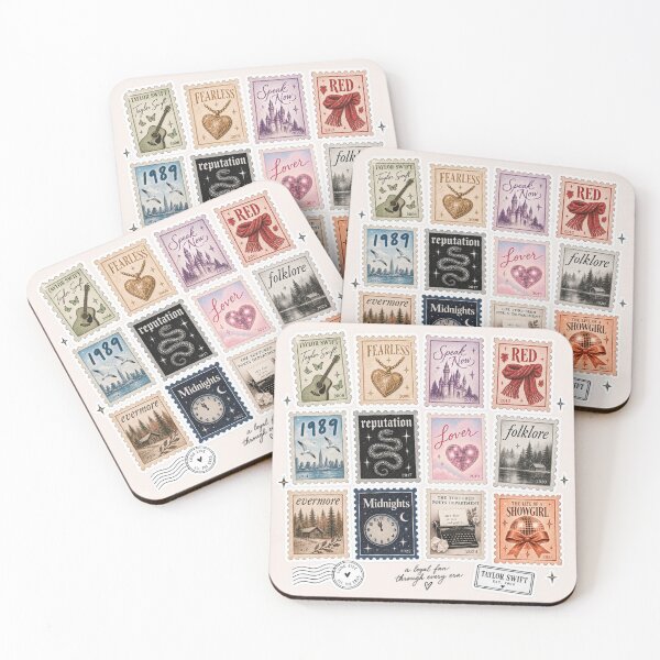 Artikelvorschau, Taylor Swift Äras Vintage-Briefmarkensammlung – Swiftie Album Ästhetik Aufkleber entworfen und verkauft von taylorvinyls.