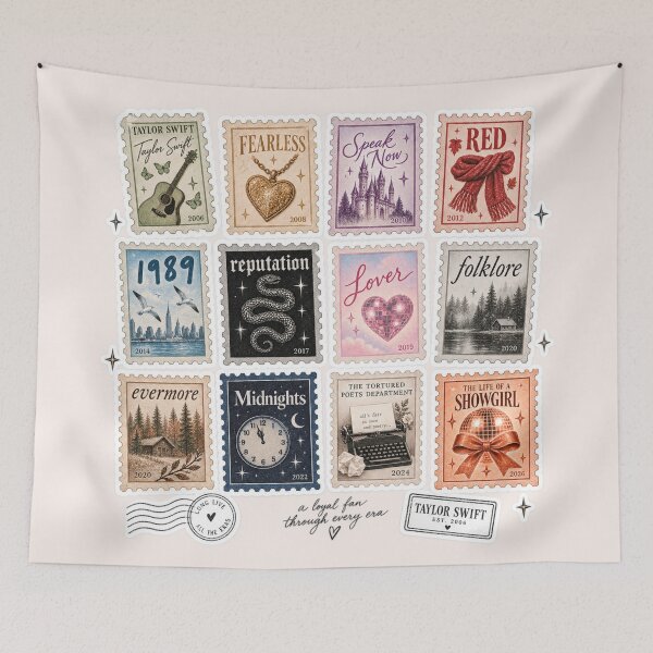 Item preview, Taylor Swift Eras Vintage Postage Stamp Collection – Swiftie Album Aesthetic Sticker designed and sold by taylorvinyls.
