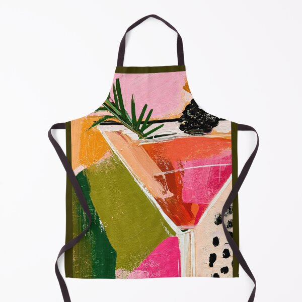 Item preview, Vibrant Martini Cocktail with Pine Garnish in a Bold Colorful Abstract Painting designed and sold by OlfactoART Studio.