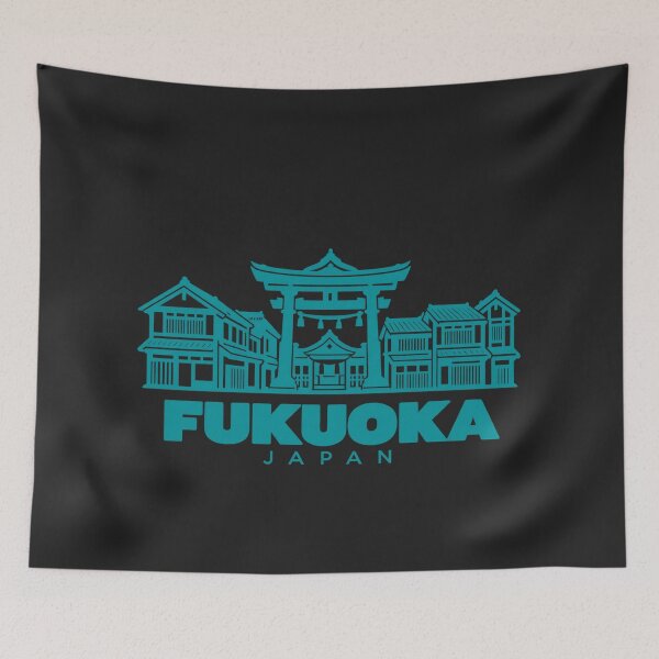 Item preview, Fukuoka Kyushu Japan Line Art Skyline Poster designed and sold by CMYKStudio.