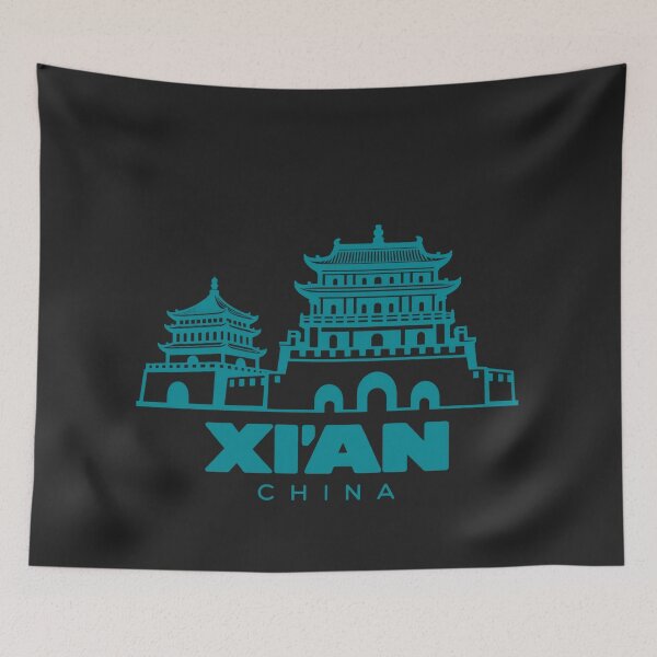 Artikelvorschau, Xi'an China Linienkunst-Wahrzeichen-Poster entworfen und verkauft von CMYKStudio.